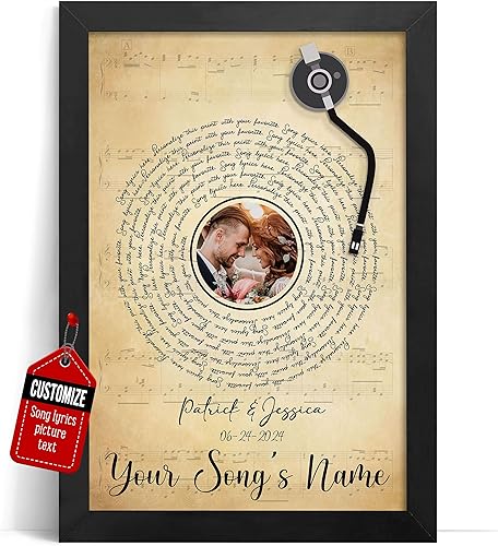 Vista 161 de VICILO Póster de letras de canciones personalizadas, enmarcado, lienzo personalizado, arte de pared, regalos para el día de San Valentín para él