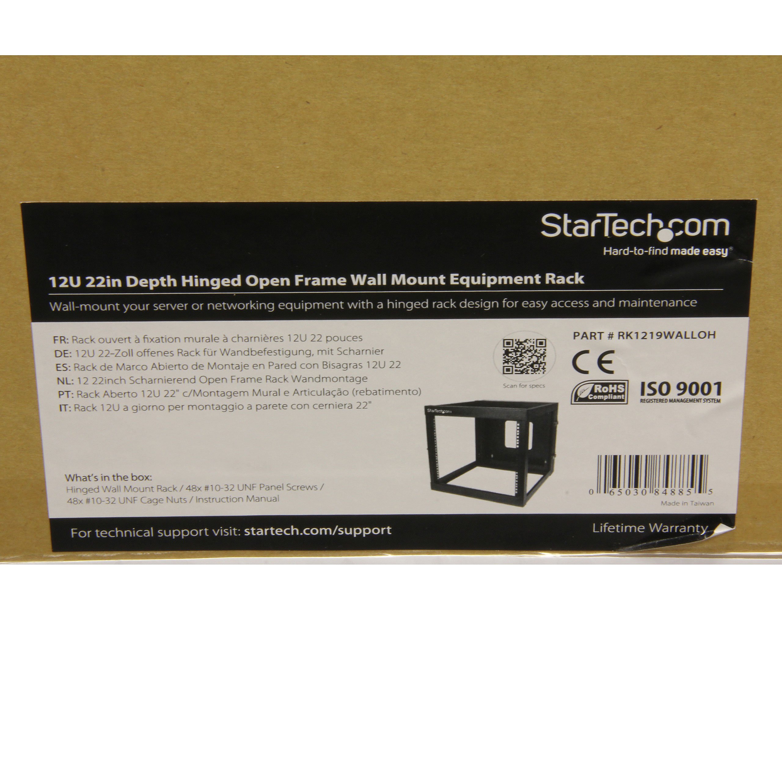 StarTech Rack Mural 12U 4 Montants 19", 50,2cm, 63kg (RK1219WALLOH)