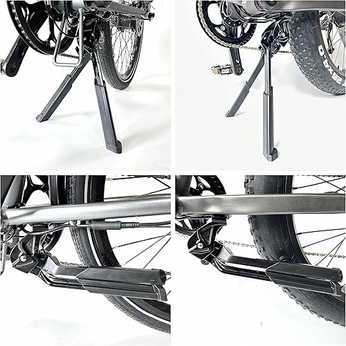 Miniatura 5 de SZWEDI Soporte central para bicicleta, soporte central, doble pierna, altura ajustable, resistente, para 20, 24, 26, 27.5, 29 pulgadas, bicicleta