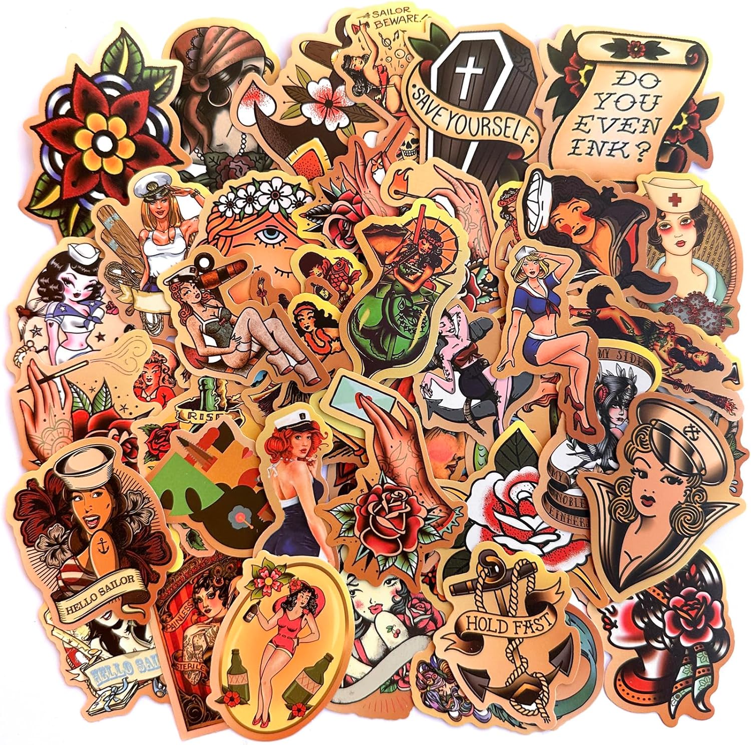 Amazon.com: American Traditional Stickers Vintage Retro Sailor Sticker ...