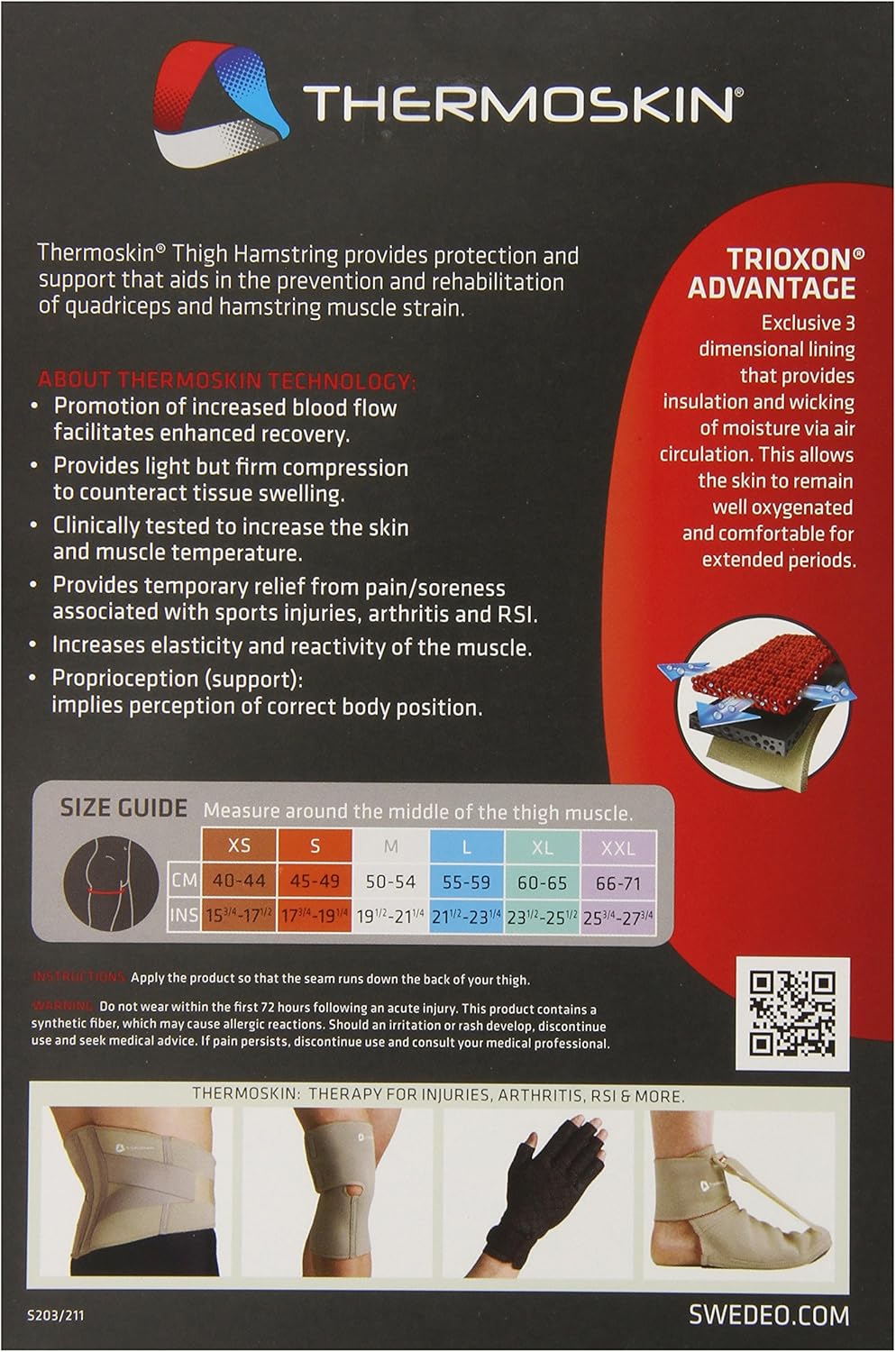 Thermoskin Thigh/Hamstring Compression Sleeve : Health & Household