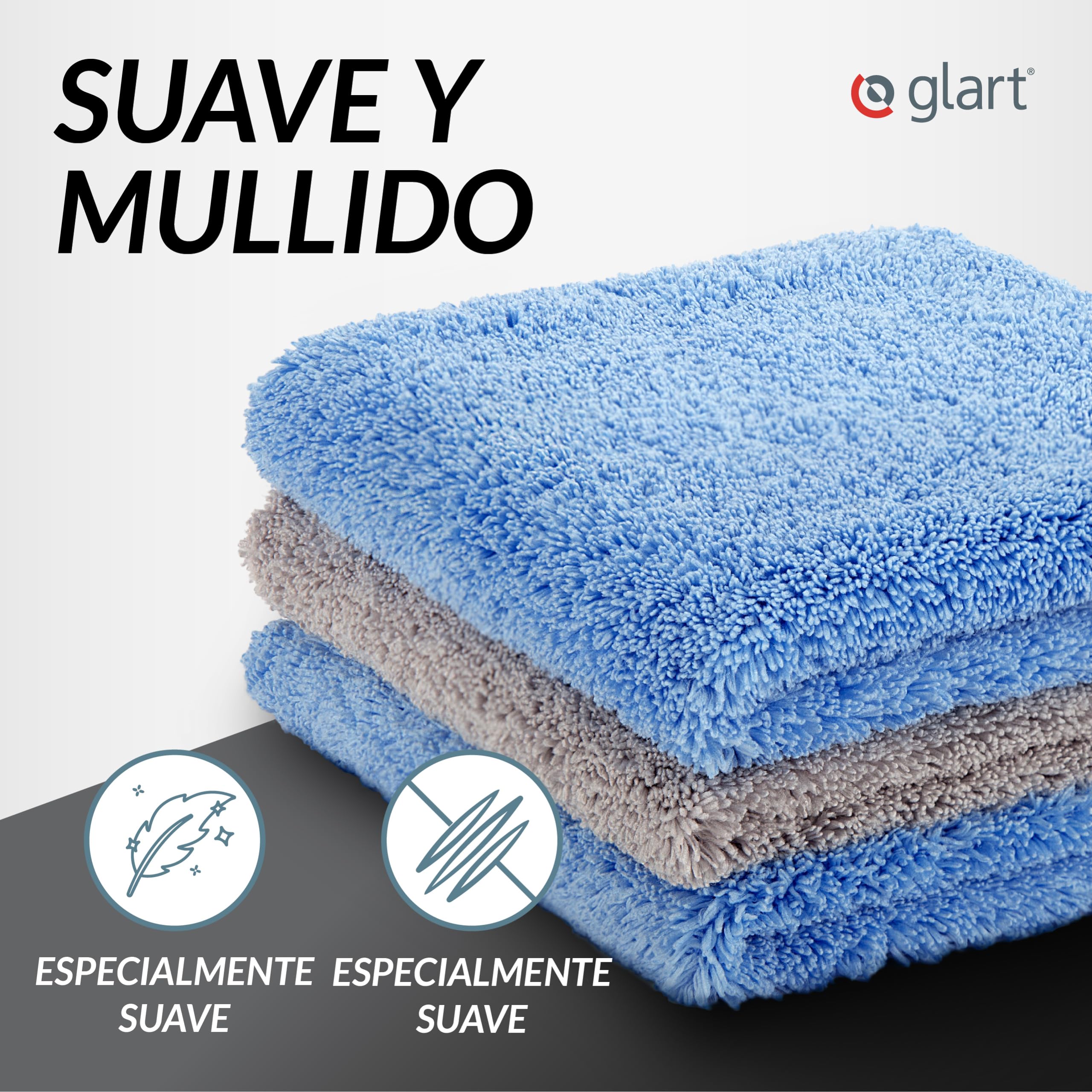 Glart Paño de Pulido Paño de Secado para Coche - Juego de 3 - Paños de Microfibra Premium para el Cuidado Profesional de la Pintura - Paño de Microfibra de 40x40 cm