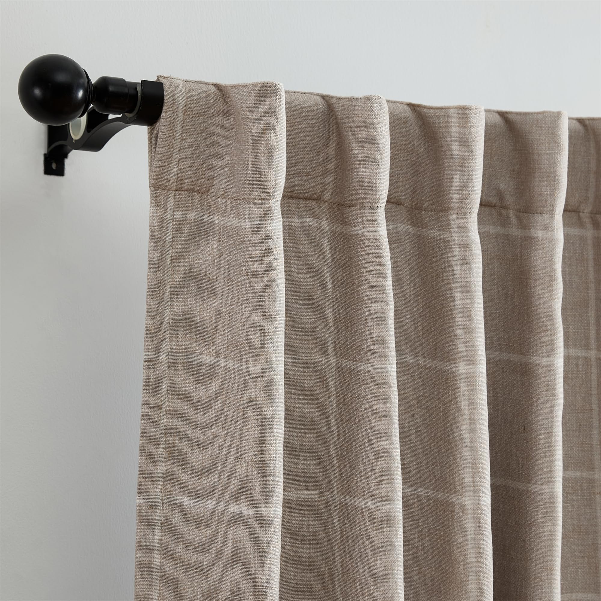 Elrene Home Fashions Sawyer Rideau de fenêtre occultant à Carreaux avec Passe-Tringle/Pattes arrière pour Salon, Chambre à Coucher, Bureau, 132,1 x 241,3 cm, Lin