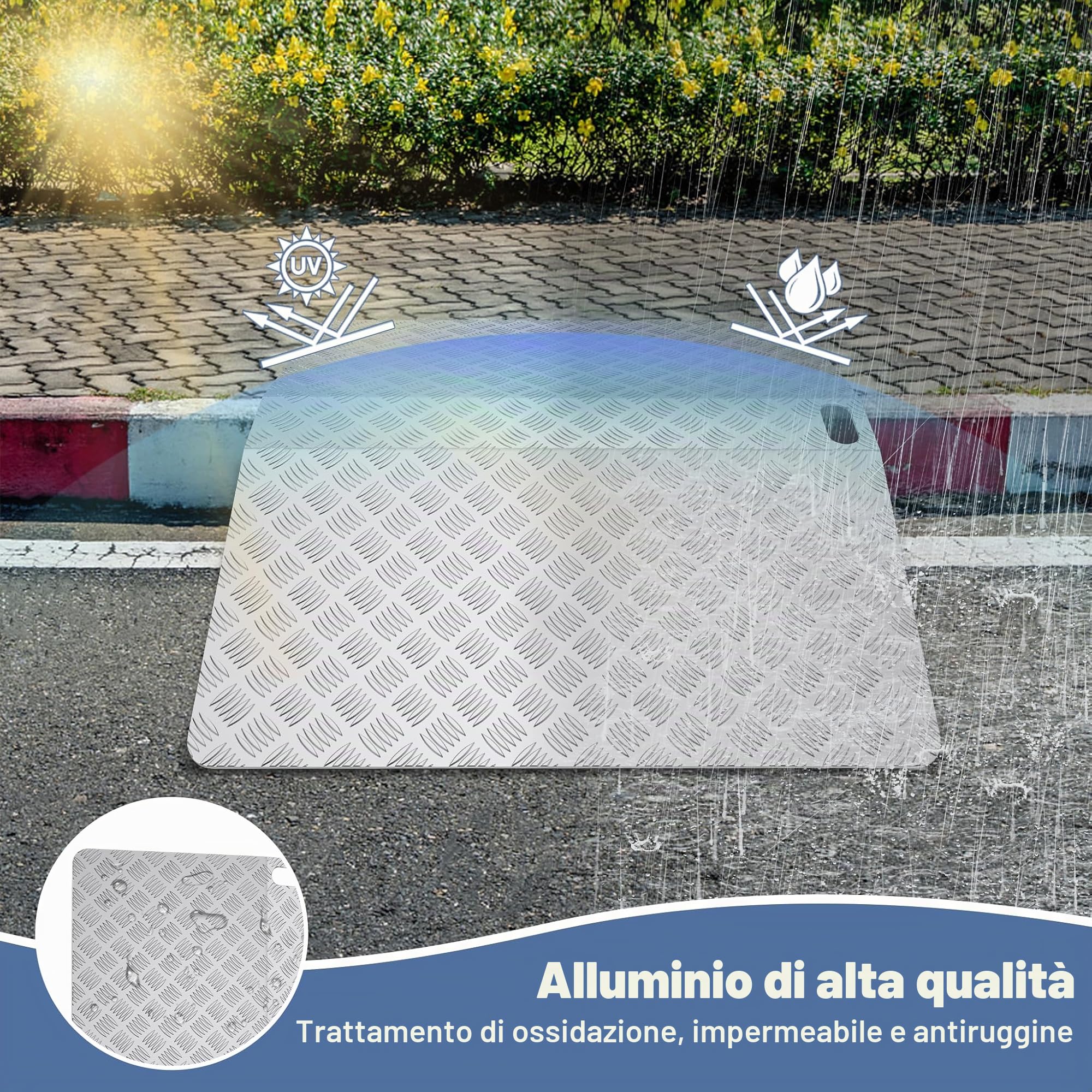 Rampa per soglia, per sedia a rotelle, lunghezza 60 cm, rampa in alluminio, rampa per soglia a rotelle, rampa antiscivolo in alluminio, per ingressi, gradini, 70 x 60 x 10 cm