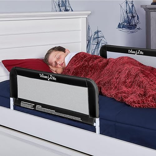 Miniatura 2 de Dream On Me Riel de cama ajustable de malla ligera con tela de malla transpirable en negro, 2 unidades (paquete de 1)