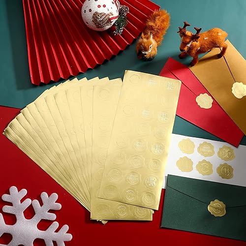 Miniatura 7 de 480 sellos de sobres de Navidad en relieve, calcomanías de papel de cera para sellar sobres, sellos autoadhesivos para tarjetas de felicitación,