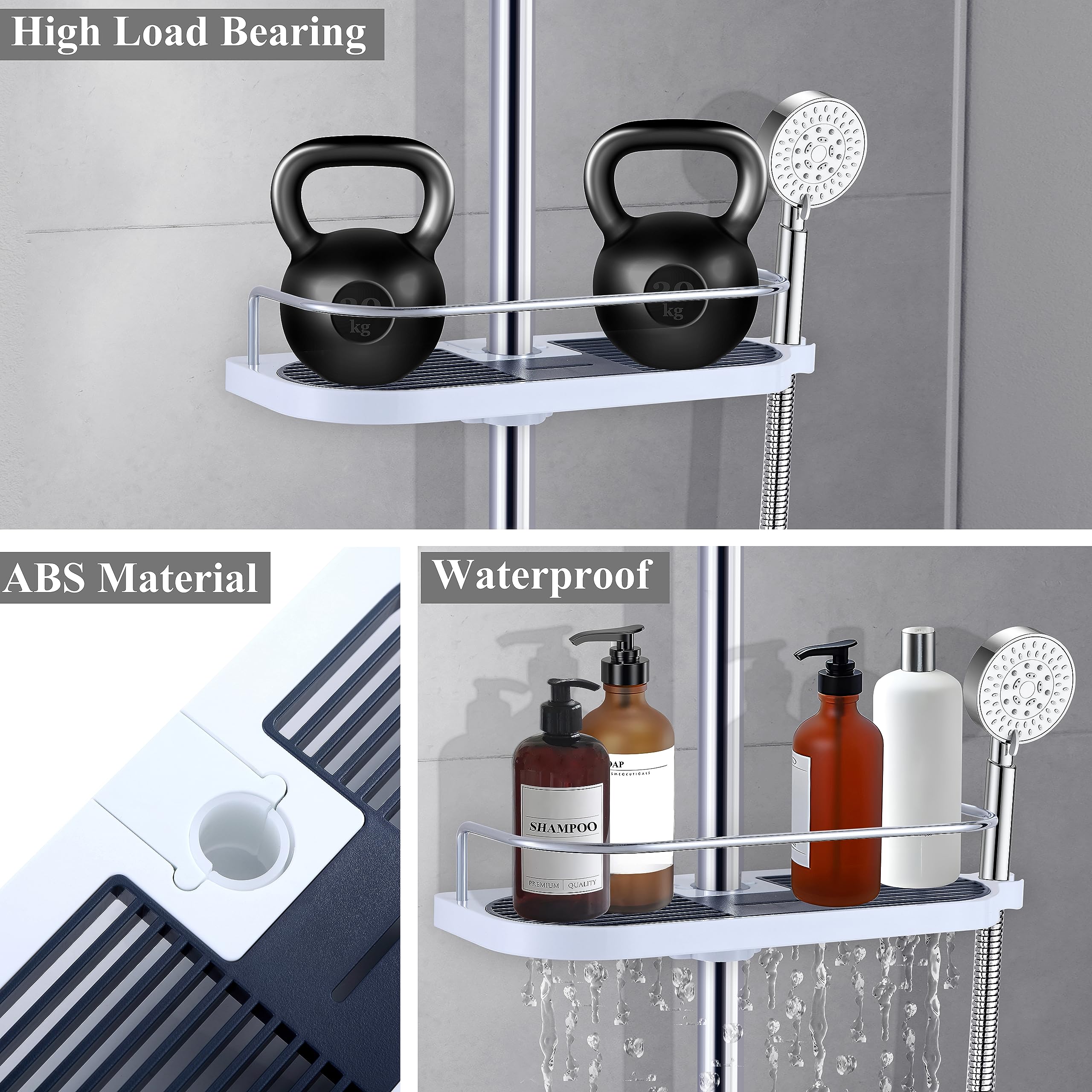 No Drilling Shower Shelf Caddy For Shower Rail - Bathroo Rack