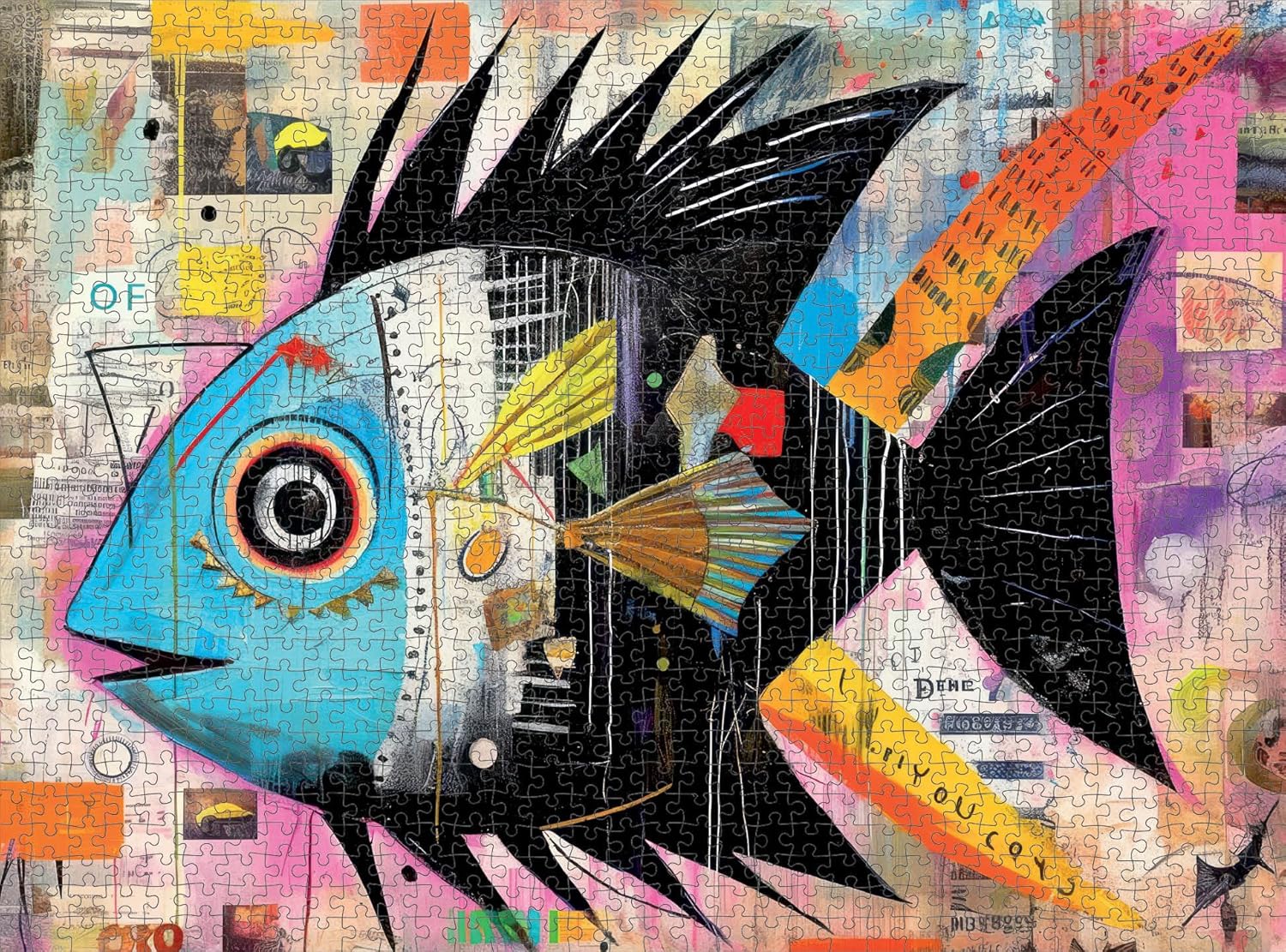 Cross & Glory - Angelfish Abstract - 1000 Piece Jigsaw Puzzle for Adults | Vibrant Artistic Marine Design | Unique Gift | Challenging Brain Teaser