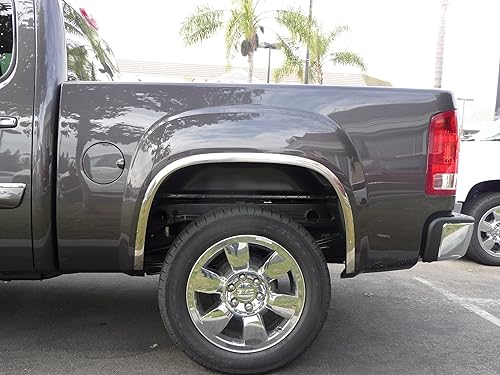 Miniatura 2 de TFP 3406 Molduras para guardabarros, acero inoxidable, compatibles con GMC Sierra 07-13 24Dr sin llamarada (1.6 pulgadas)
