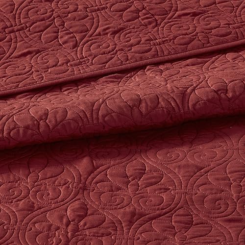 Miniatura 10 de Madison Park Quebec - Colcha acolchada reversible estilo damasco, ideal para todas las estaciones, juego de cama de colcha ligera y fundas a juego,