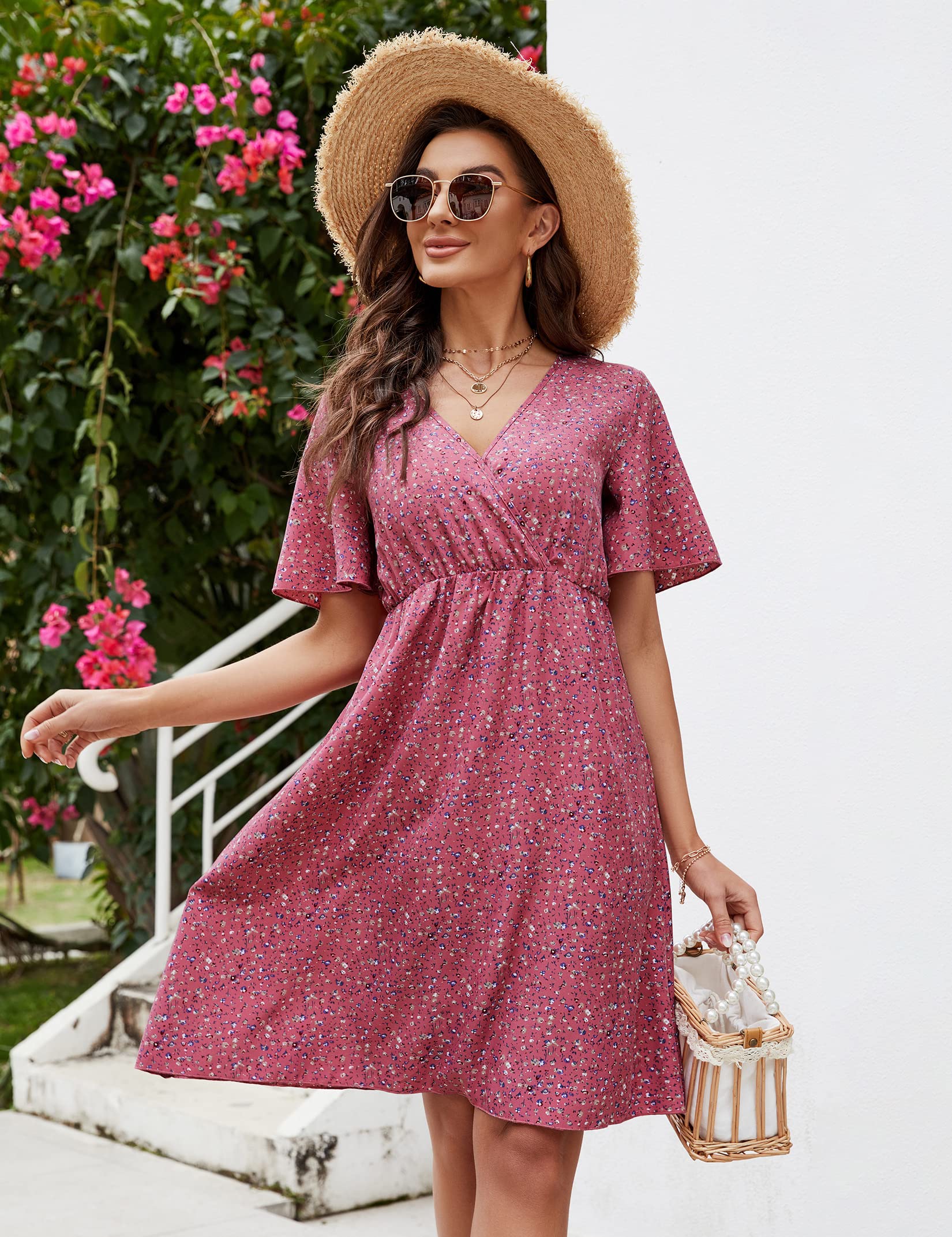 Coolmee Maternity Dress Women's V-Neck A-Line Knee Length Wrap Dress Swing Dresses for Baby Shower or Casual Wear