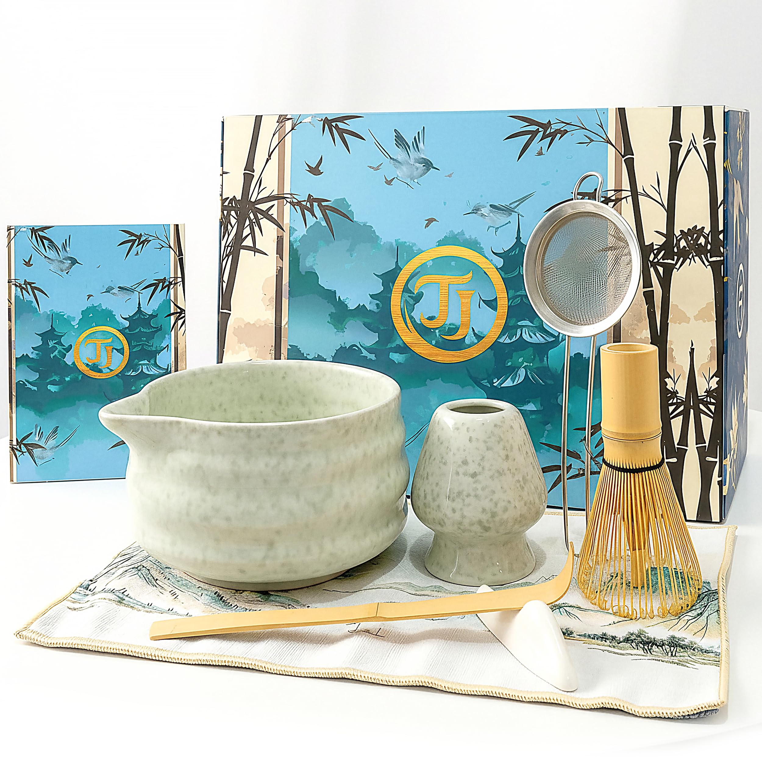 Matcha Kit, set matcha ceremonial completo con lo esencial para un té tradicional de calidad, ideal para principiantes y experimentados, kit té matcha con batidor bambú (Verde Matcha)