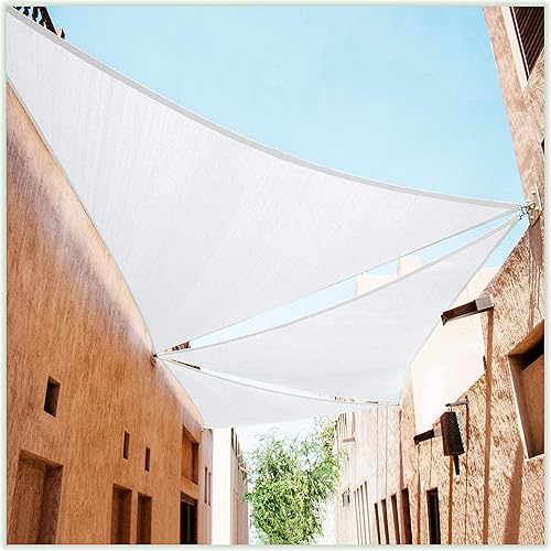 ColourTree CTAPT16 - Toldo de tamaño personalizado, parasol triangular de malla que bloquea rayos UV, 8' x 12' x 14.4', blanco, triángulo derecho,