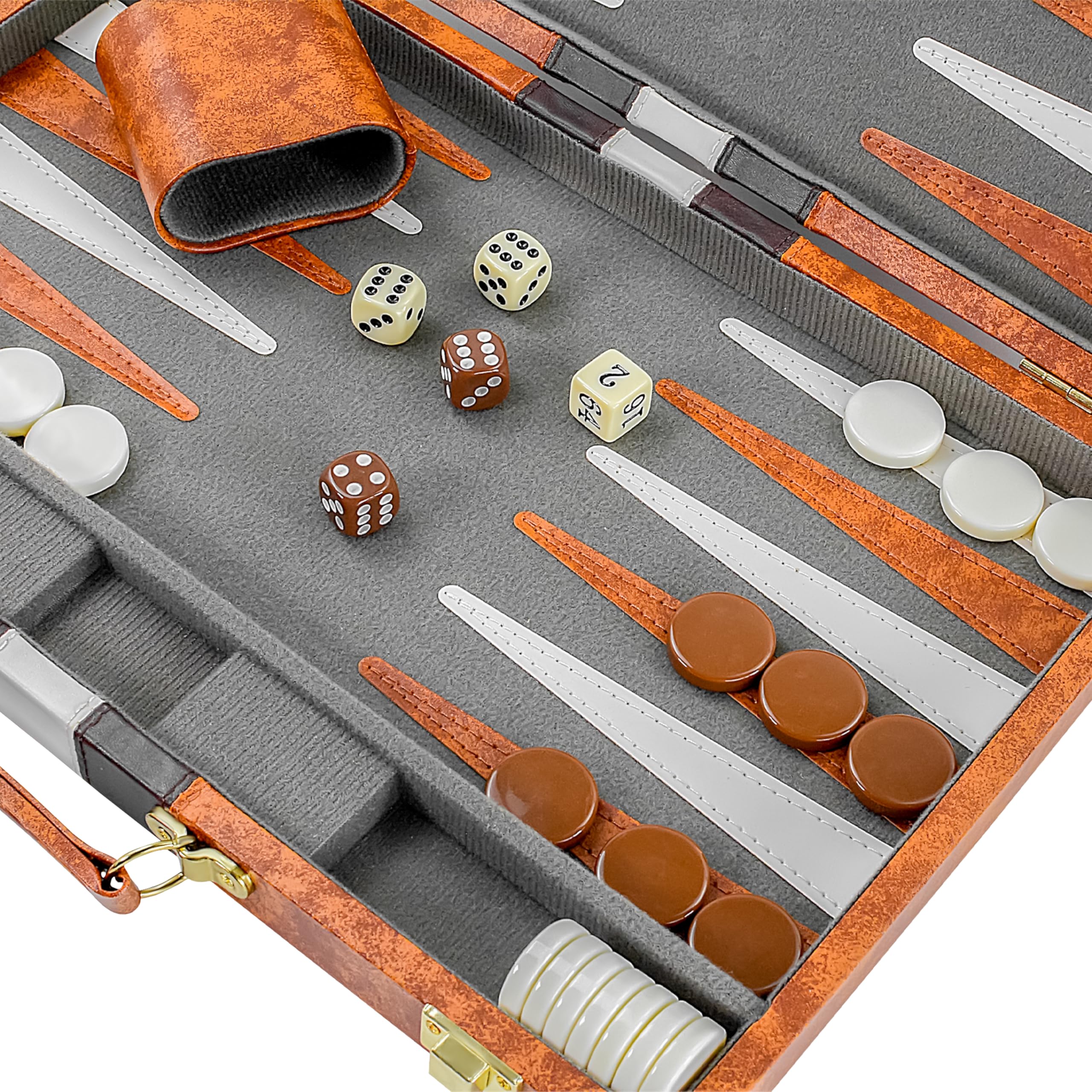 Backgammon Portable En Cuir PU – Plateau Pliant, Jeu De Société Pour 2 Joueurs, Avec Pions, Dés Et Cube