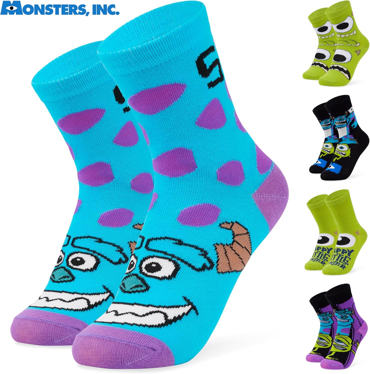 Disney Boys Socks Monsters Inc 5 Pack of Ankle Socks Size 12-7 Comfy Breathable Crew Socks for Kids Teenagers Boys Gifts
