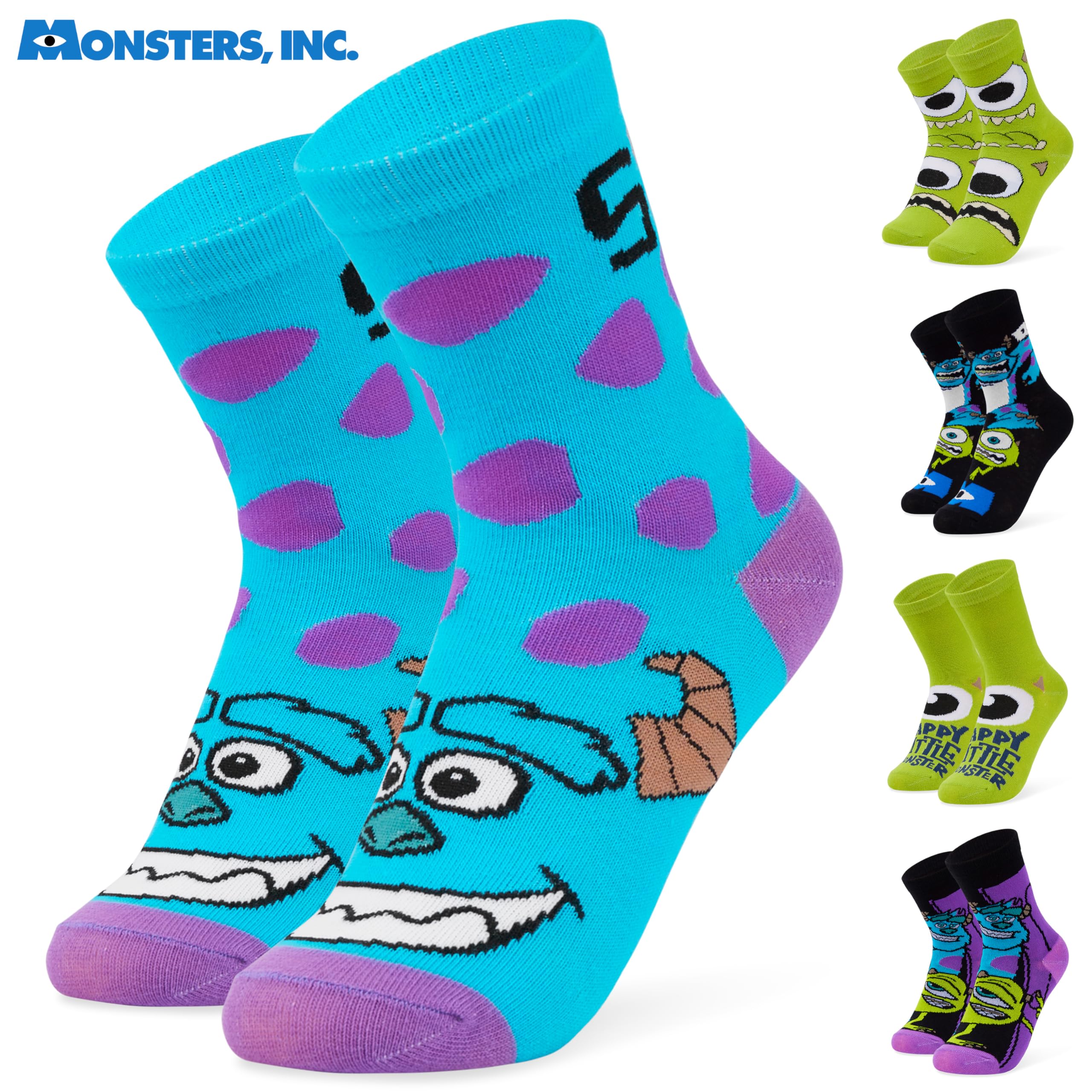Disney Monsters Inc Calzini Bambini e Adolescente, Pacco da 5 Morbido Calzini Divertenti, Idea Regalo Ragazzo