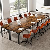 Vista 13 de Mesa de conferencias de 6.56 pies, mesa de seminario rectangular grande súper resistente para 8 personas, mesas largas de negocios, 1 unidad