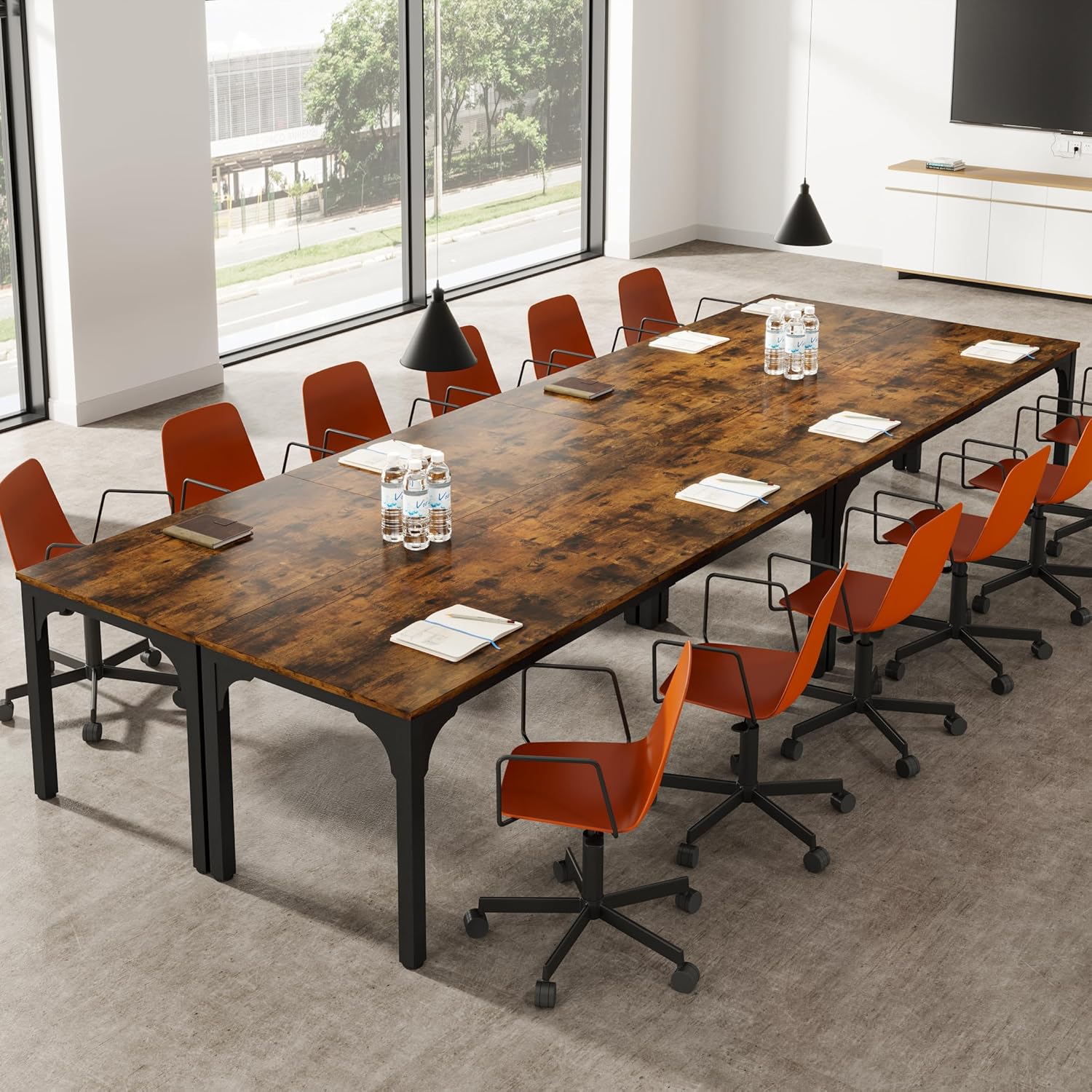 13FT Conference Table Super Sturdy Large Rectangle Meeting Seminar Table for 16 Person Long Business Tables 4 Pcs