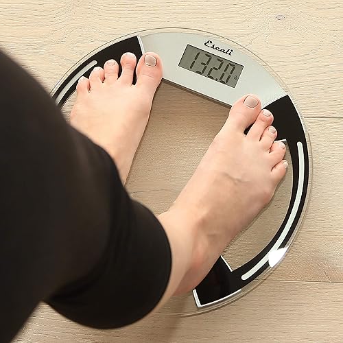 Miniatura 4 de Escali Báscula de baño de vidrio digital para peso corporal báscula corporal de baño alta capacidad de 400 libras batería incluida plataforma