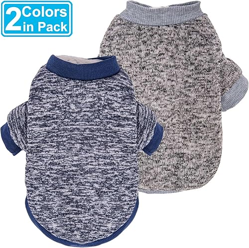 Miniatura 18 de Paquete de 3 suéteres para perro, suéteres para perros pequeños, ropa cálida y suave para mascotas para cachorros, gatos medianos y grandes, perros