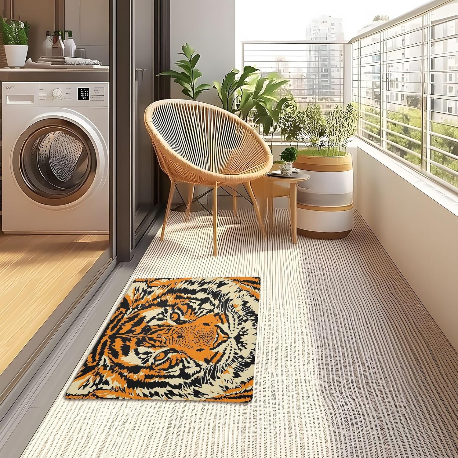 MUKJHOI Funny Welcome Mats, 32"x20" Front Door Mat for Outdoor/Indoor Entrance Tiger (16) Entryway Rugs Home Farmhouse Balcony Patio Decor