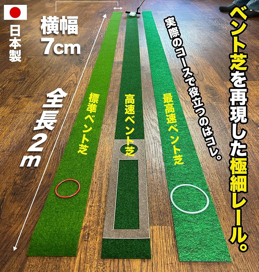 高性能練習マット（20mまで可能） Amazon | パターマット工房 タッチがわかるパット練習レール