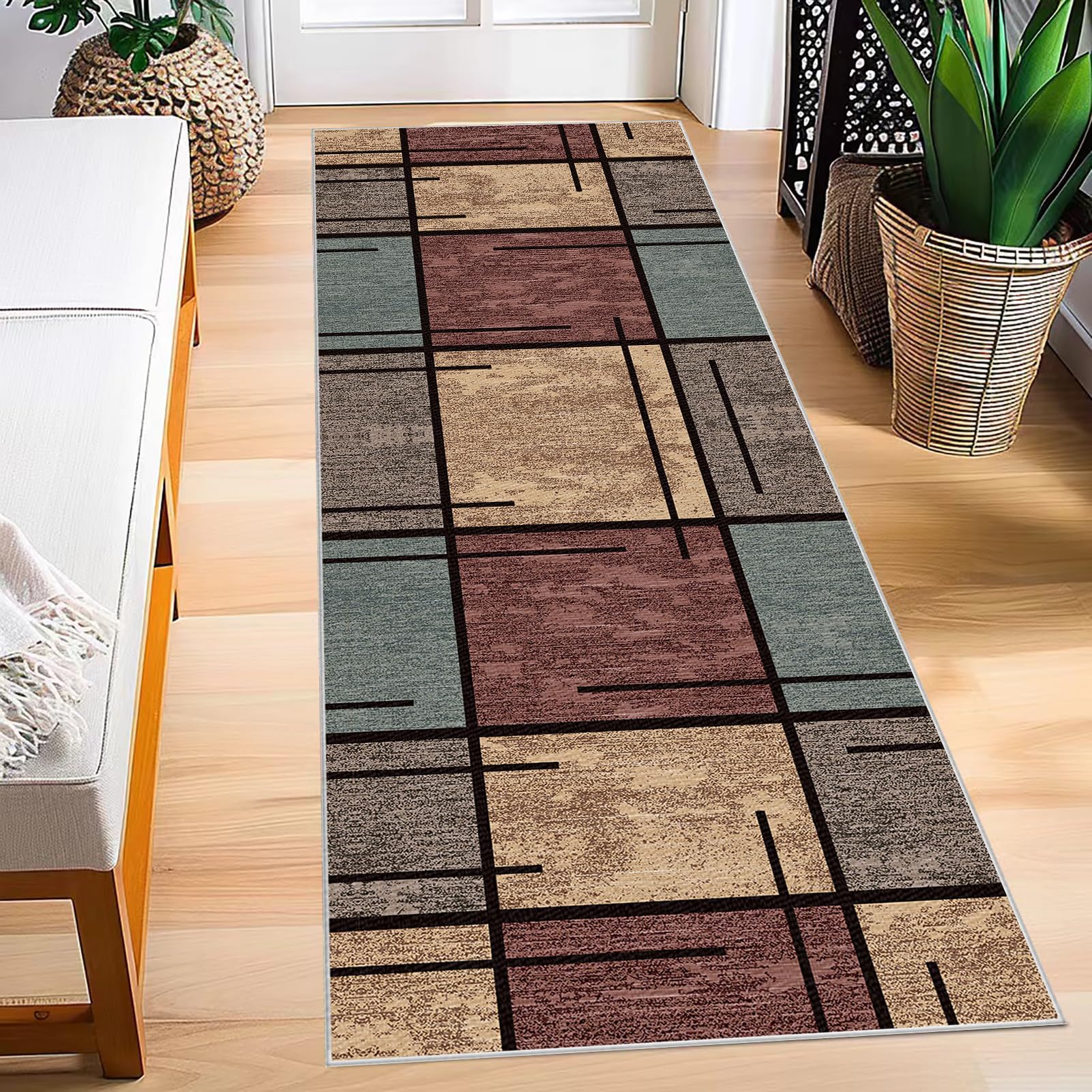 Flur Teppich Läufer Rutschfest 80 x 120 cm Küchenteppich Waschbare Teppichläufer Flur Küchenläufer Flurläufer Korridor Teppich Läufer für Küche Eingangsbereich Wohnzimmer Bettvorleger Schlafzimmer