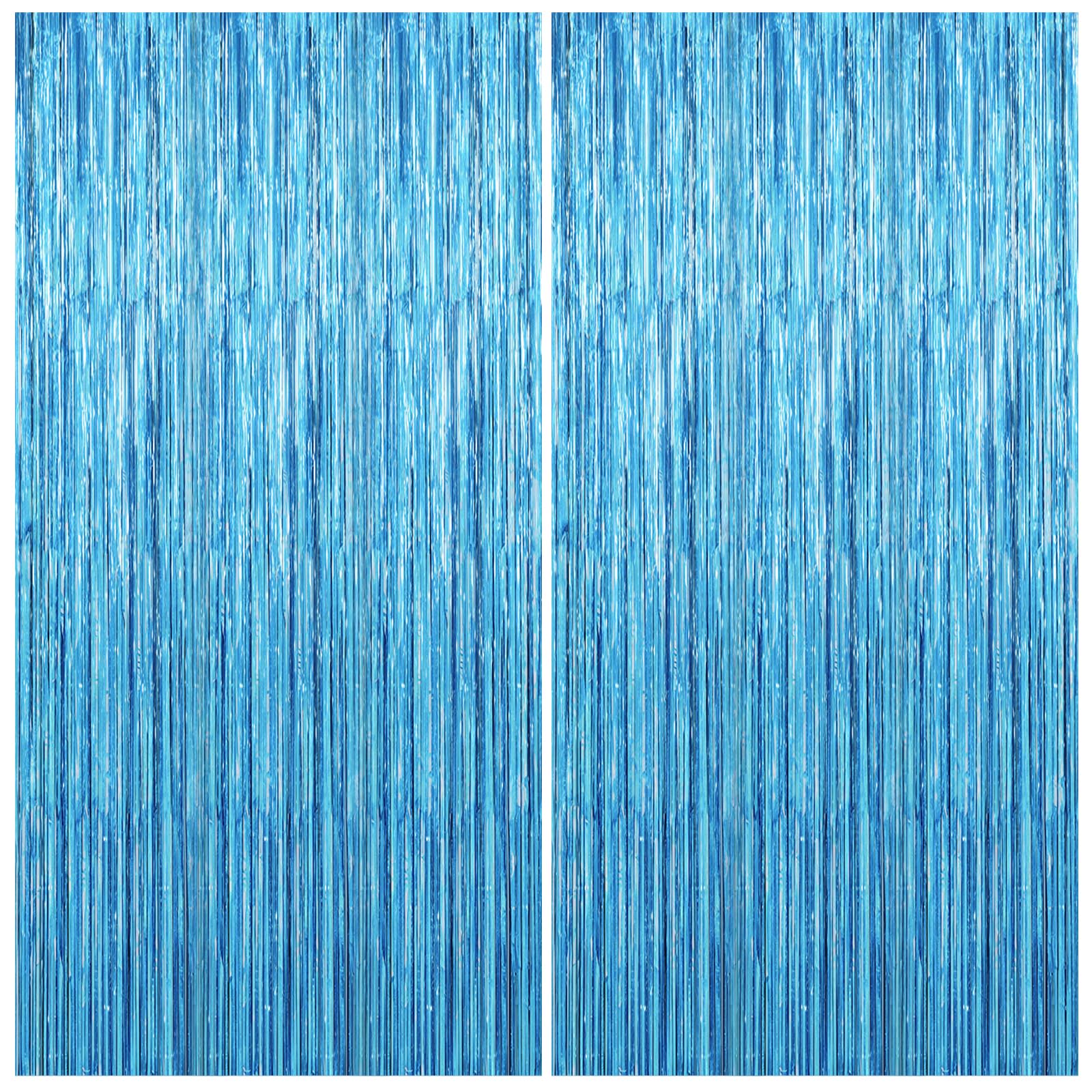 Photo 1 of 2 Pack Party Decorations Blue Streamers Fringe Backdrop Ocean Themed Decorations Foil Curtain Backdrop Blue Birthday Baby Shower Bachelorette Christmas Party Decor Supplies