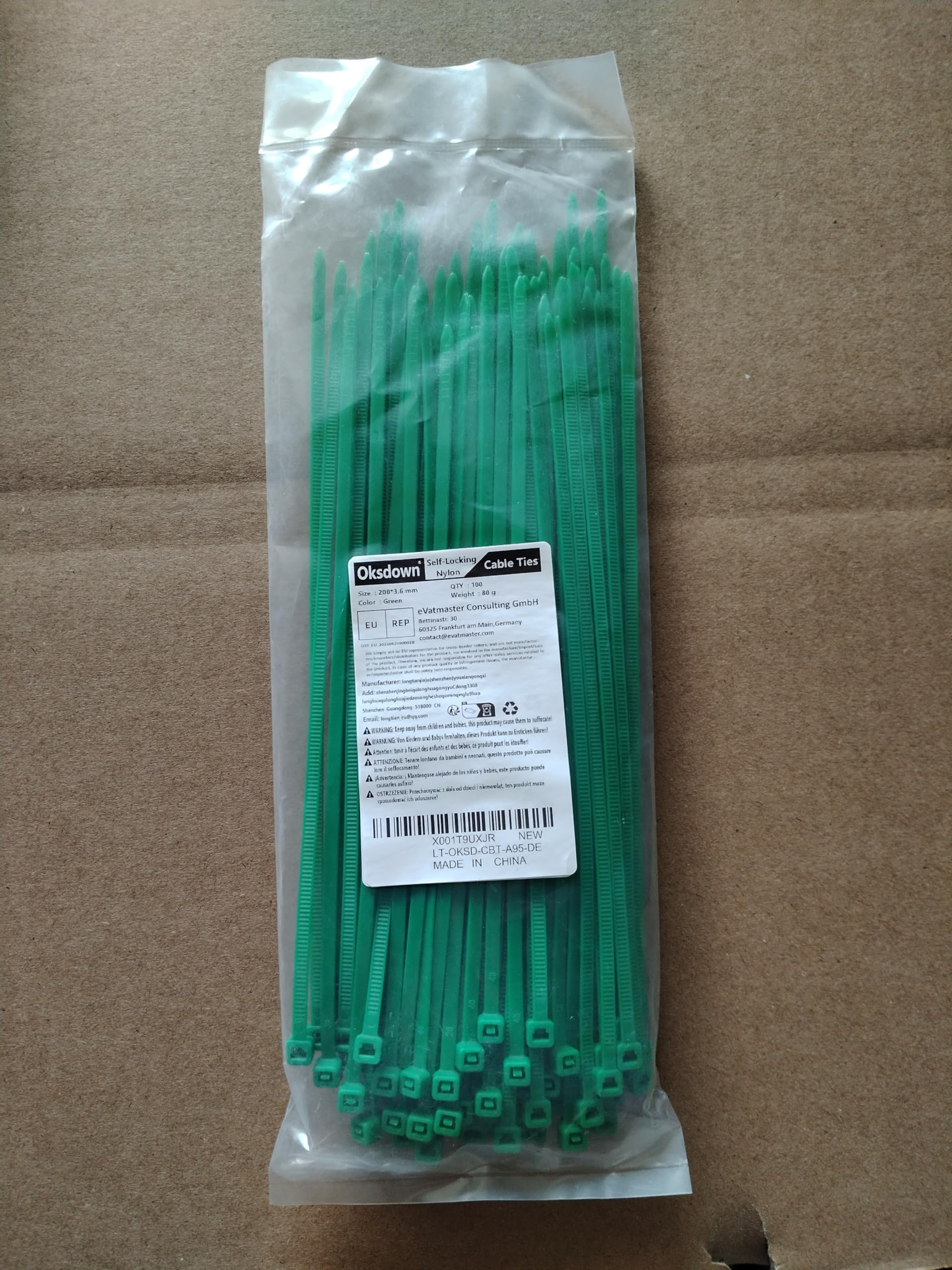 Lacci In Nylon 100% Verde - 4,6x300 Mm - Confezione Da 100 Unità