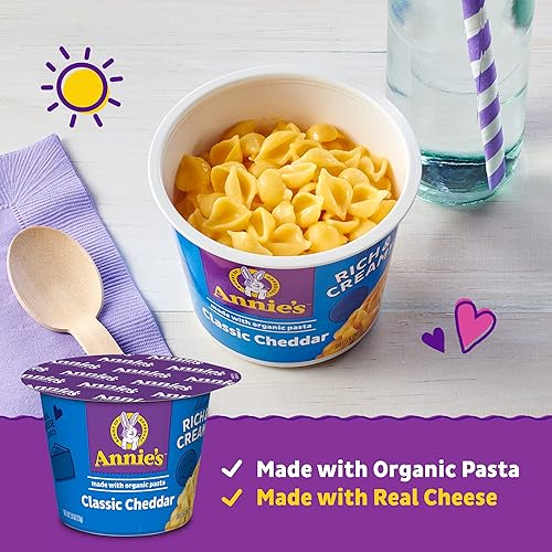Miniatura 4 de Annies Classic Cheddar Deluxe - Macarrones y queso para microondas ricos y cremosos con pasta orgánica taza de macarrones y queso 26 onzas paquete