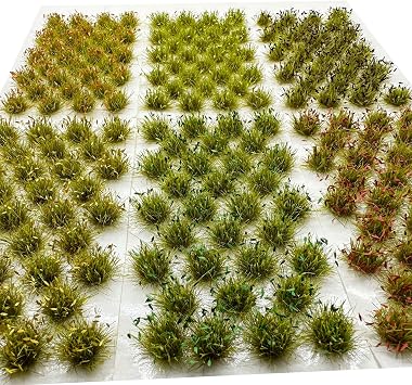Woohome 32 PCS Miniature Grass Cluster, Green Static Grass Tuft Model Vegetation Groups Static Grass Tufts for DIY Model Train Landscape Railroad Scenery Grass Tufts Flower
