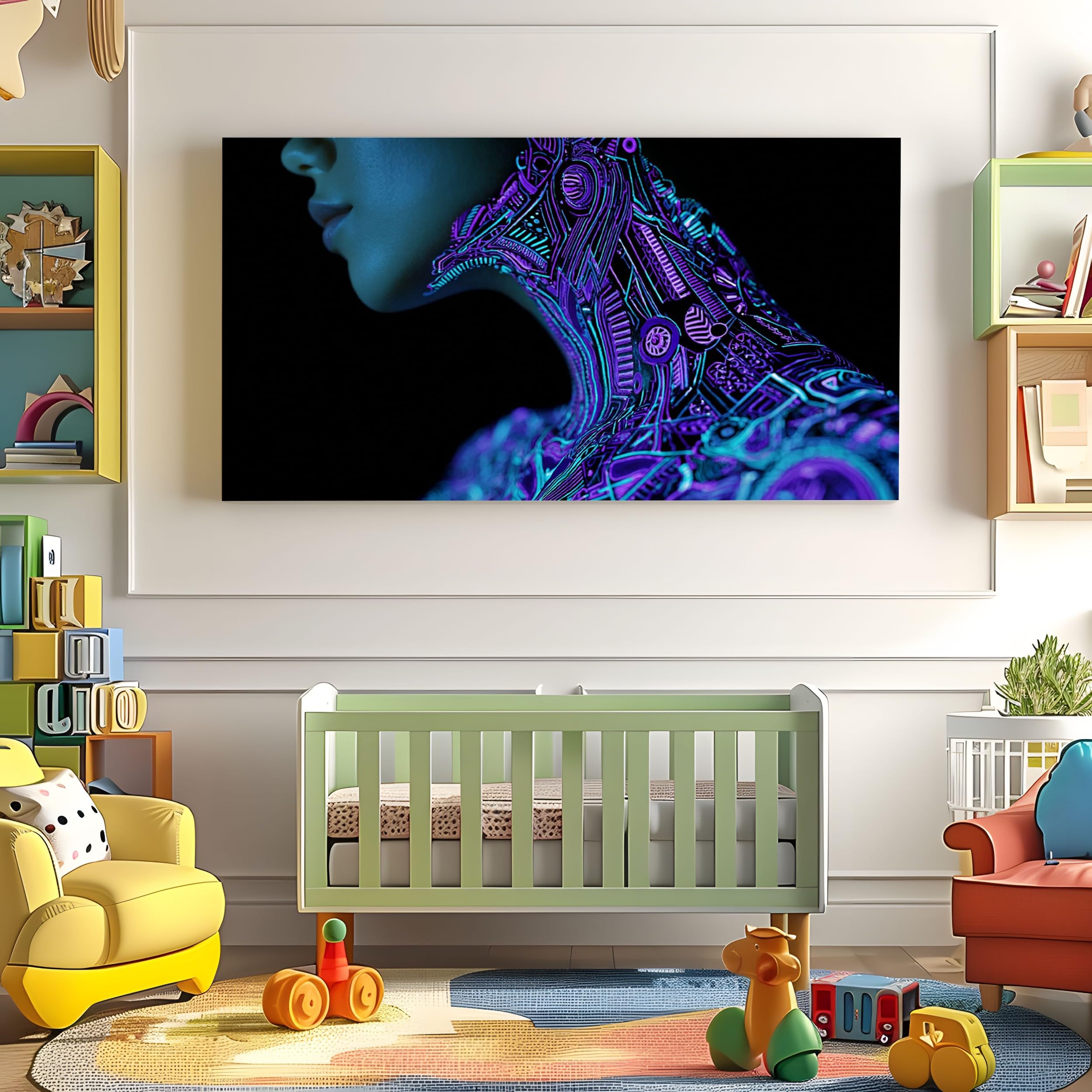 Quadro Moderno Camera da Letto Profilo di fantascienza Decorazione Murale Codice digitale Stampa su Tela Senza Cornice Anatomia moderna Soggiorno Ufficio 70x140 cm