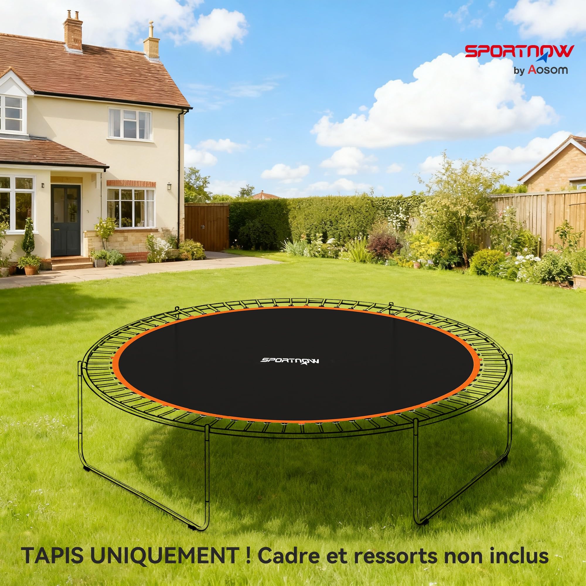 SPORTNOW Tapis de Rechange pour Trampoline Tapis de Saut de Remplacement, avec Outil de Traction à Ressort et Crochets en V
