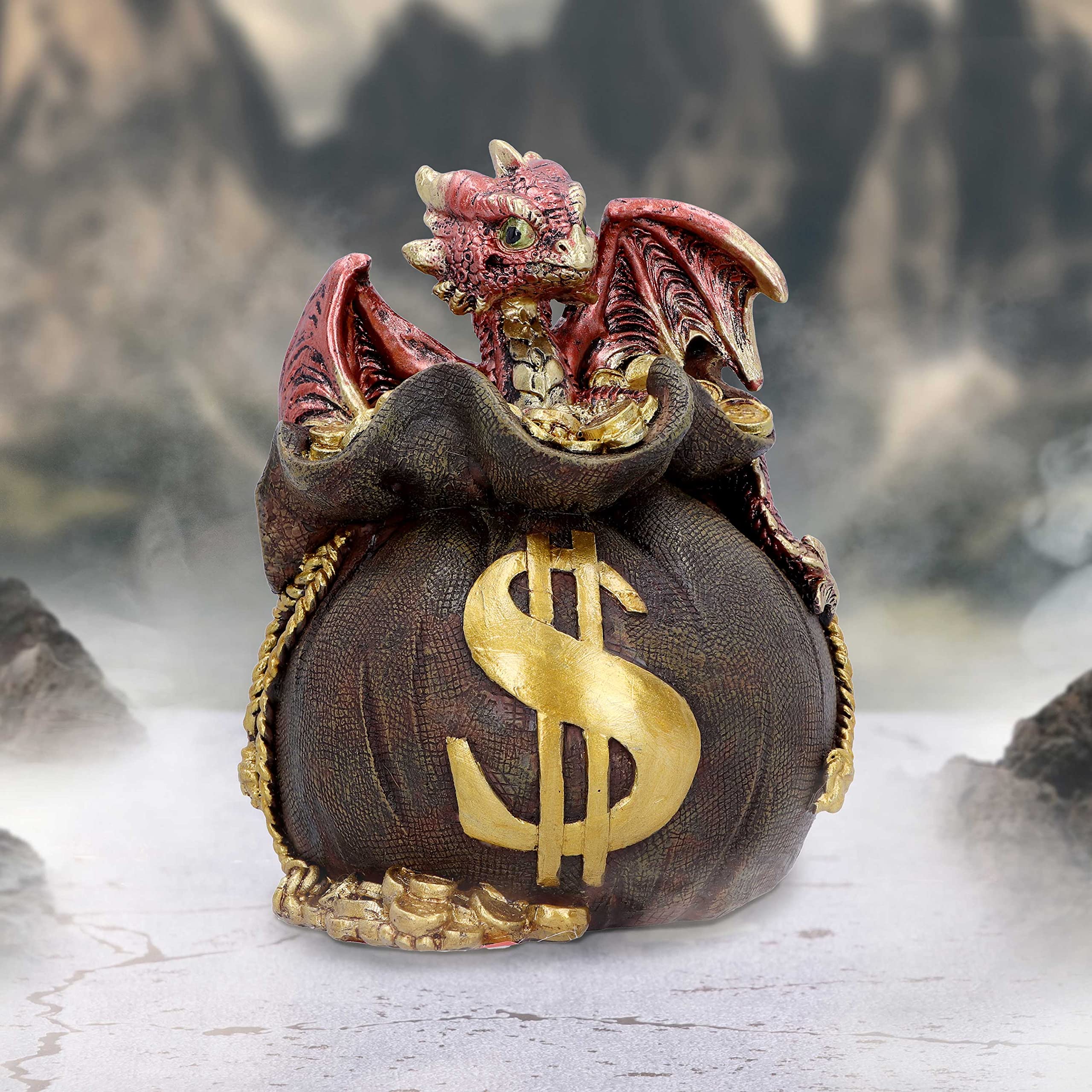 Tirelire Dragon Jackpot Nemesis Now - Résine Peinte Main - 12,2cm - Cadeau Fantaisie