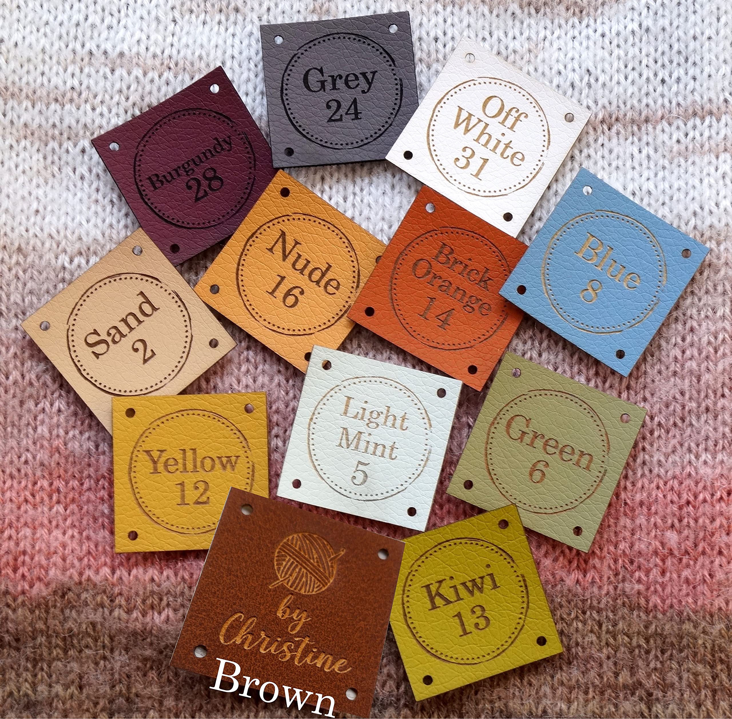 Kunstleder Etiketten zum Einnähen, Personalisierte Etiketten, Logo Etiketten, Vegan Leather Labels, Branding Labels, 25 St.