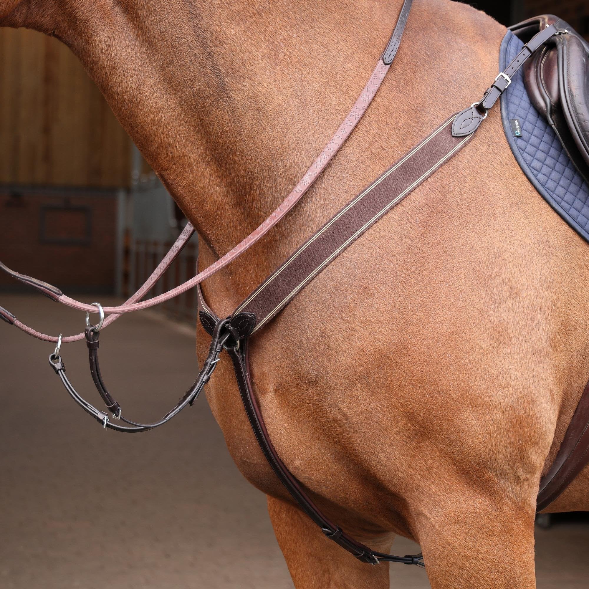 Shires Lusso Three Point Elastic Breastplate - Havana Pony