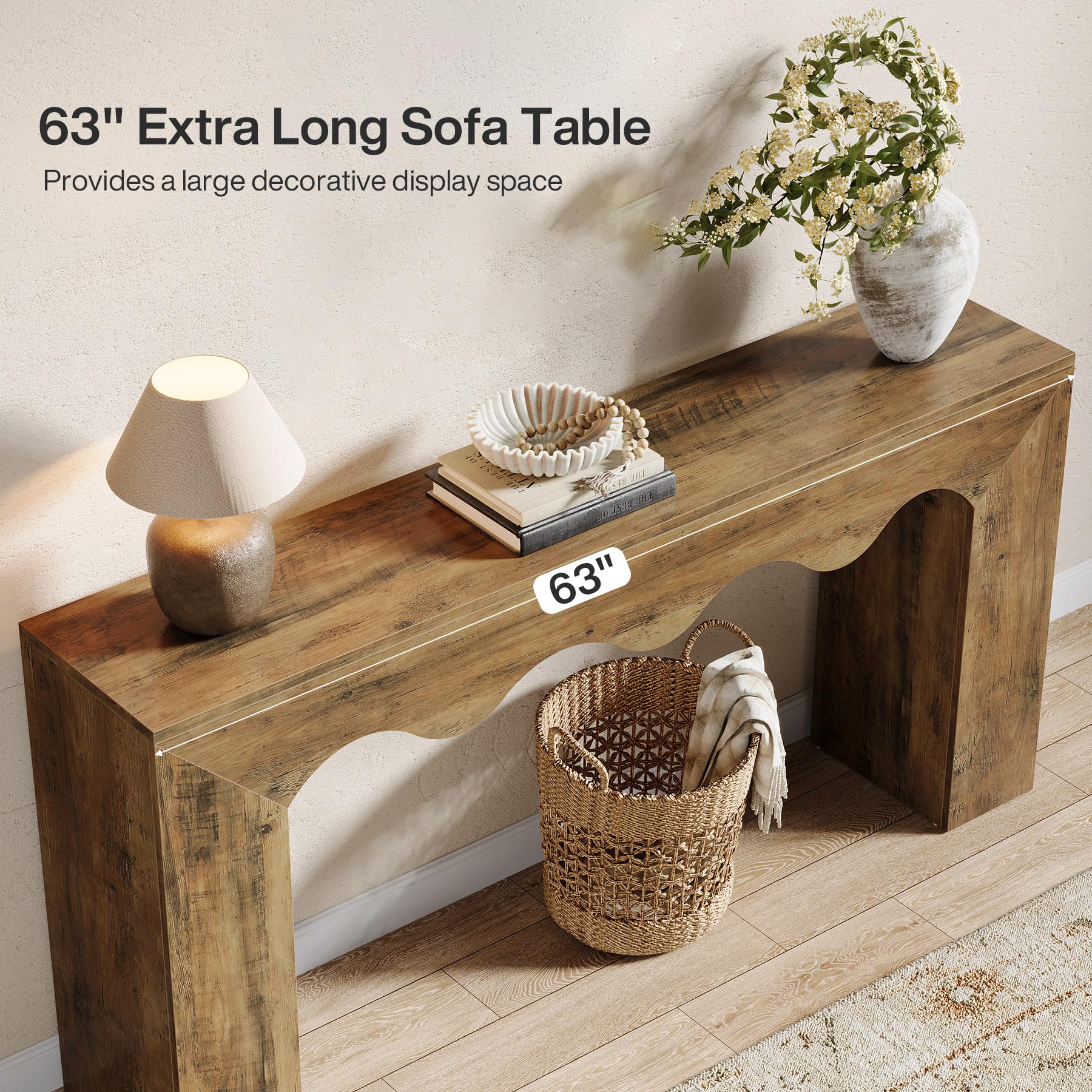 5 Console Tables for Entryways Worth Using in 2026 3 Tribesigns 63' Farmhouse Console Table, Wooden Couch Table Behind Sofa with Stor — product photo