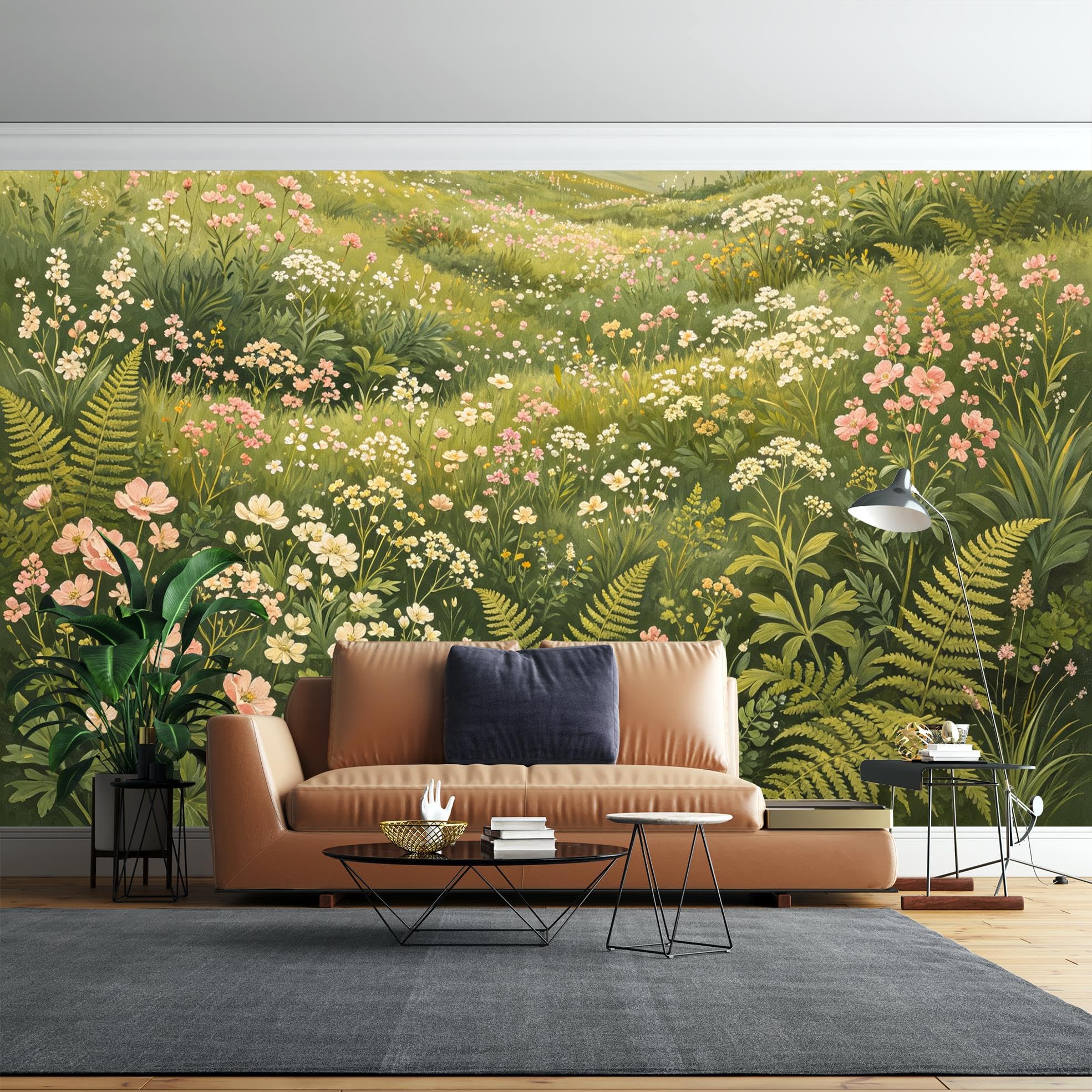 Carta Da Parati Fotografica Per Soggiorno Prato Fiorito Murale Da Parete Paesaggio Carta Da Parati Non Tessuta 600 Cm X 400 Cm (Larghezza X Altezza) Poster Da Parete Panoramico 3D Decorazione Per La