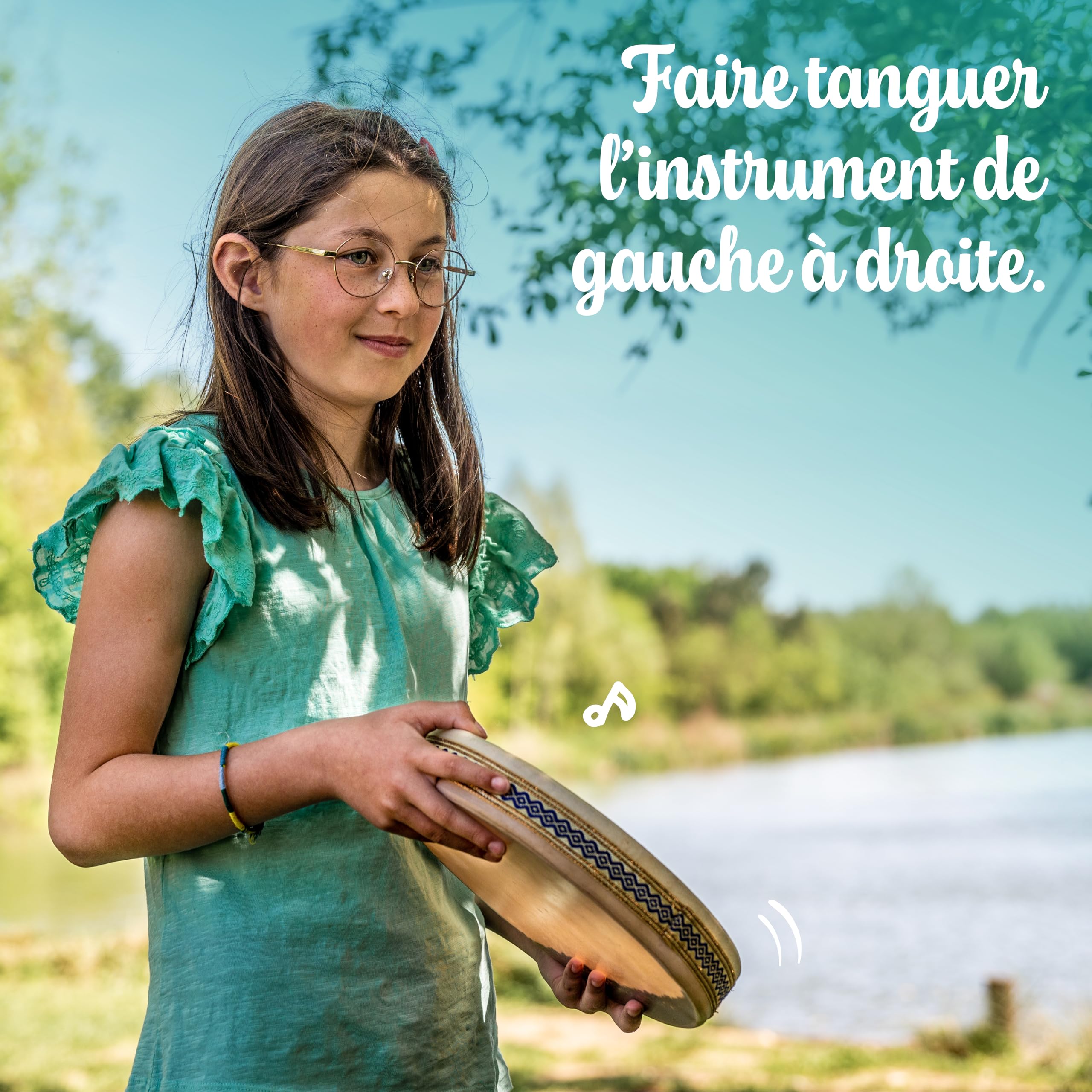 Fuzeau – 9451 – Ocean Drum Ø 40 cm – Imite Son De La Mer – Relaxation, Détente, Musicothérapie – Ambiance Nature, Vagues Sonores – Apprentissage Ludique Dès 5 Ans – Peau Naturelle, Bois - Réf. 9451