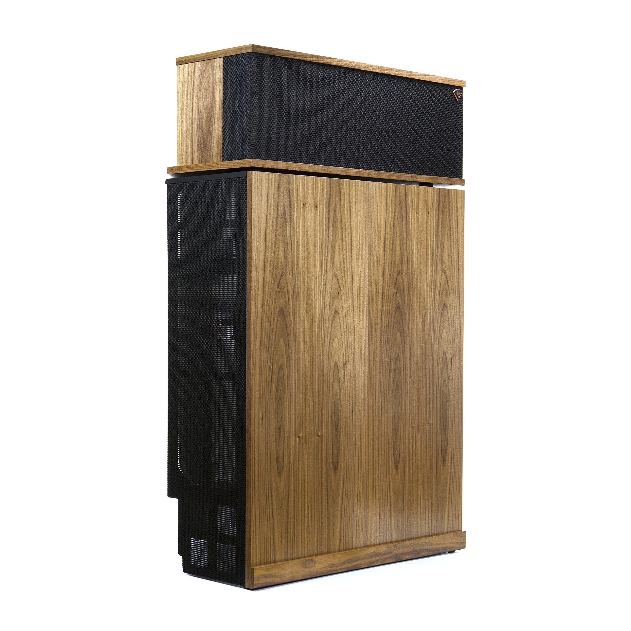 Front view of the Klipsch Klipschorn AK5 speaker in Walnut finish.