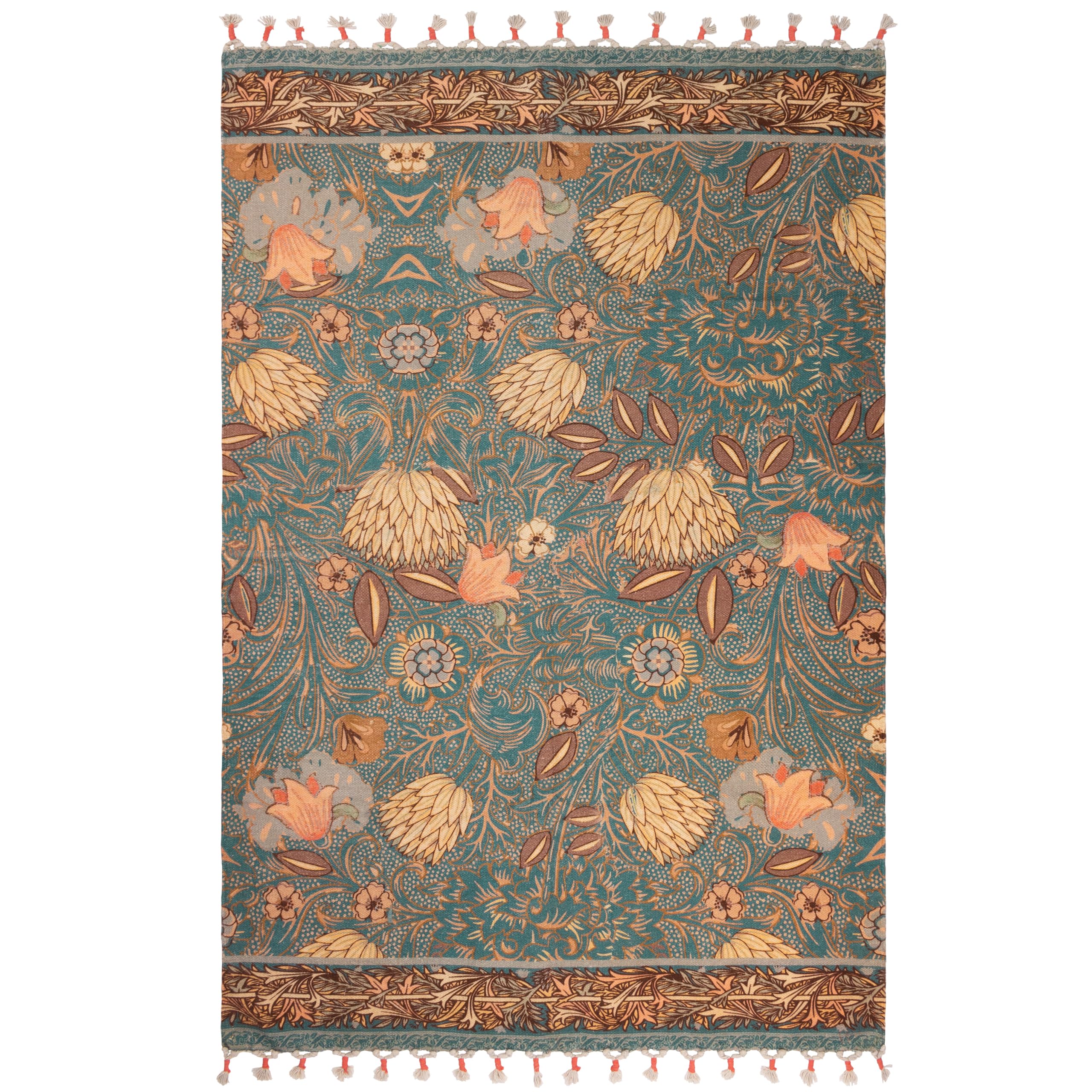 furn. Wylder Nature Bolais Floral Tasselled Indoor Rug, Blue, 120 x 180 cm (Rectangular) - Image 2