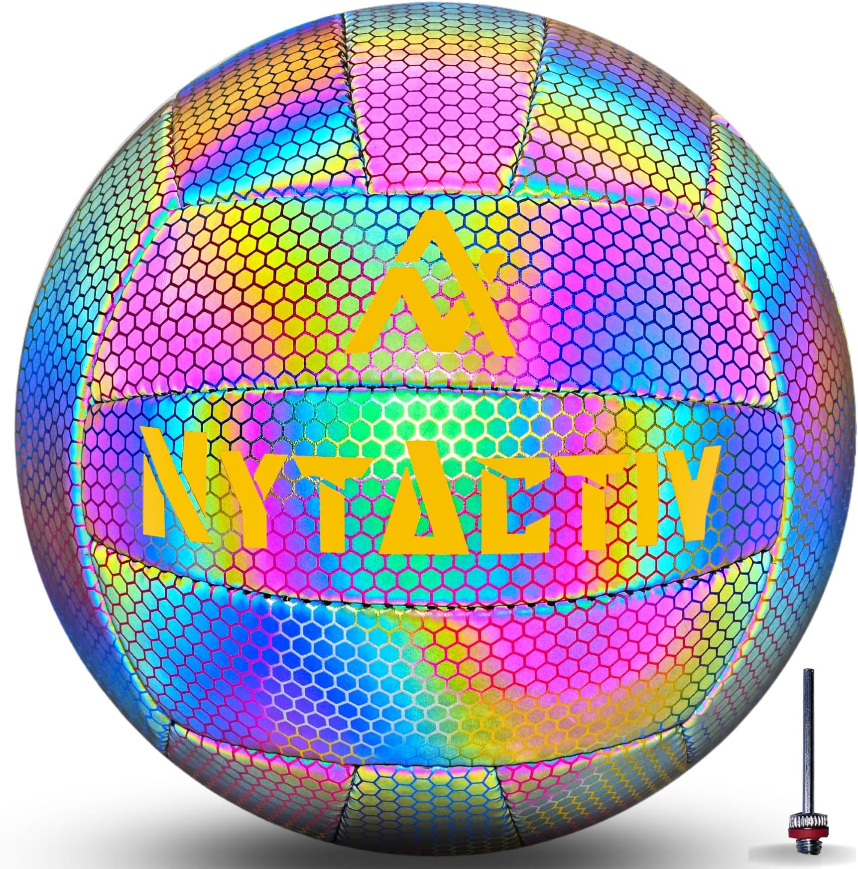 NytActiv Size 4 Volleyball Glowing Reflective Holographic Volley Ball Official Match Volleyball Ball with Free Air Needle for Players Size 4 Volleyball Balls for Men Women Kids