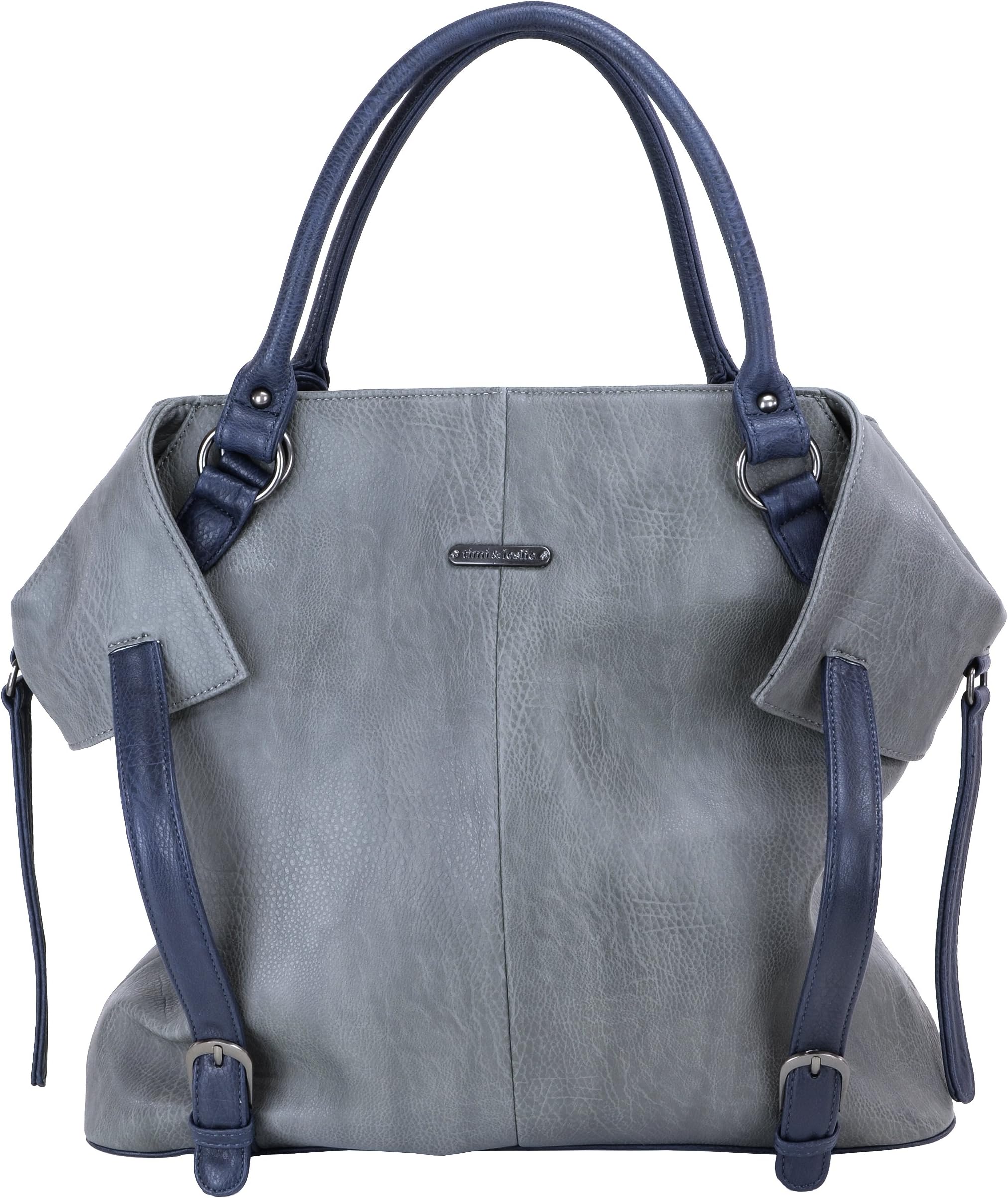 timi & leslie Charlie Diaper Bag Set, Gray/Navy, 7-Piece