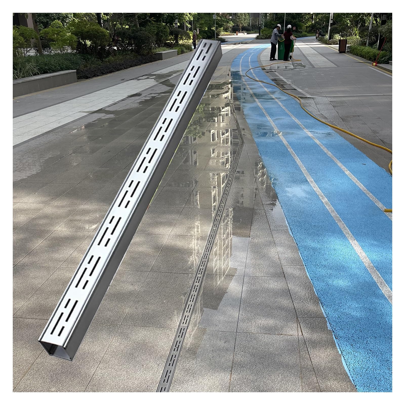 GLDYTVF Linear Drainage Filter - Durable Narrow Channel Drain Cover 304 Stainless Steel Drainage System with Grates Shower Drain (H4*W4CM/H1.57*W1.57IN)
