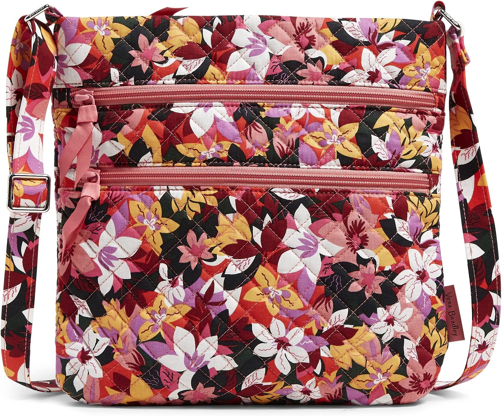 Vera Bradleywomens Cotton Triple Zip Hipster Crossbody Purse Crossbody Purse