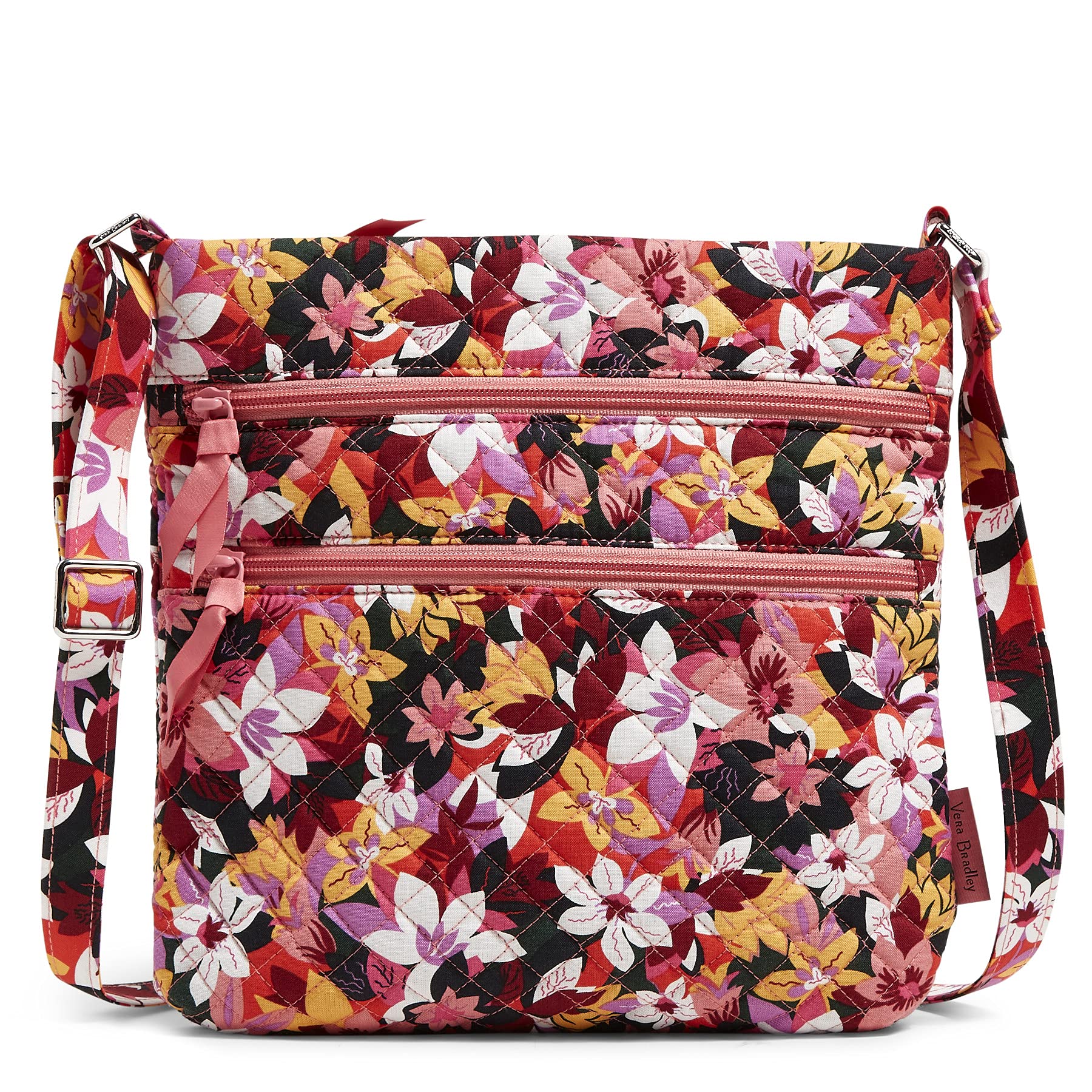 Vera Bradleywomens Cotton Triple Zip Hipster Crossbody Purse Crossbody Purse