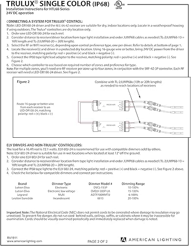 Miniatura 5 de American Lighting HTL68-WW TRULUX - Kit de luz de cinta de un solo color de alto rendimiento para exteriores, 16.4 pies, blanco cálido