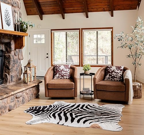 Miniatura 9 de NativeSkins Alfombra sintética con estampado de cebra (4.6 x 6.6 pies)  Alfombra de área para ocultar piel de cebra con rayas de sabana para sala de