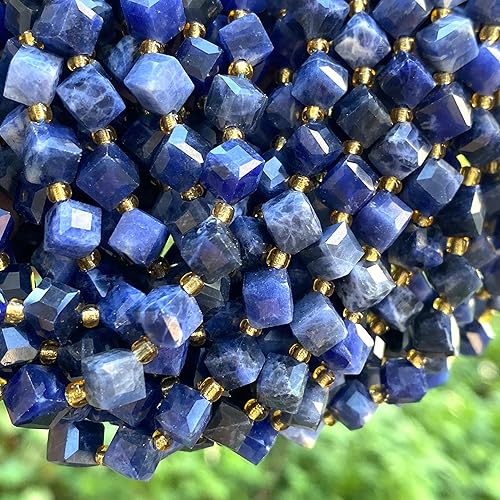 Miniatura 7 de ABCGEMS - Cuentas de sodalita azul marino africano (una técnica de corte revolucionaria aporta un aspecto más dinámico a un cubo tradicional) cubo