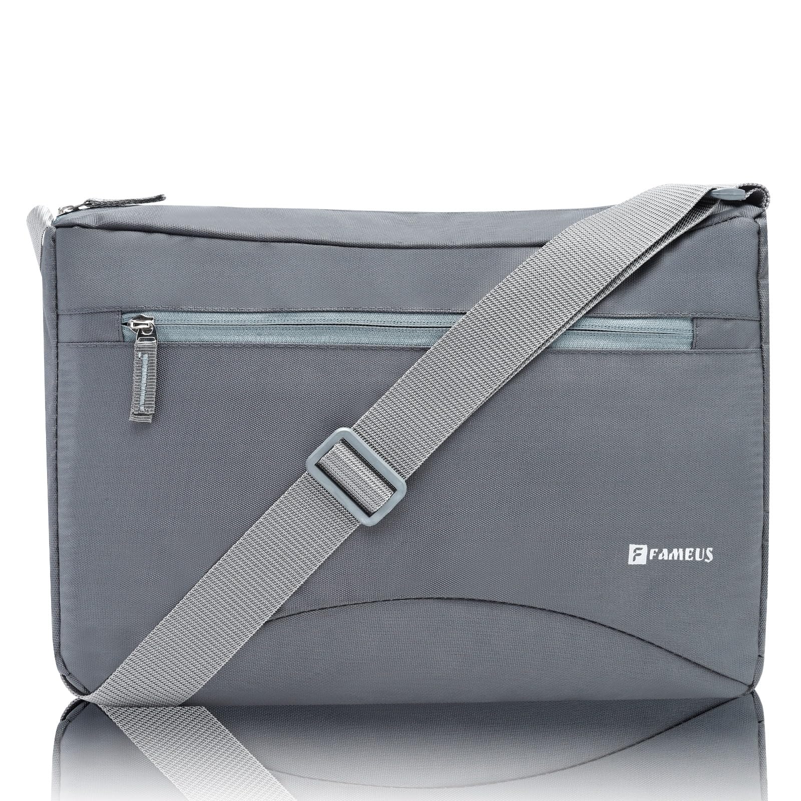 Lightweight Unisex Grey Messenger Sling Bag – Adjustable Strap, Front Zipper | Travel, College & Office-image-24